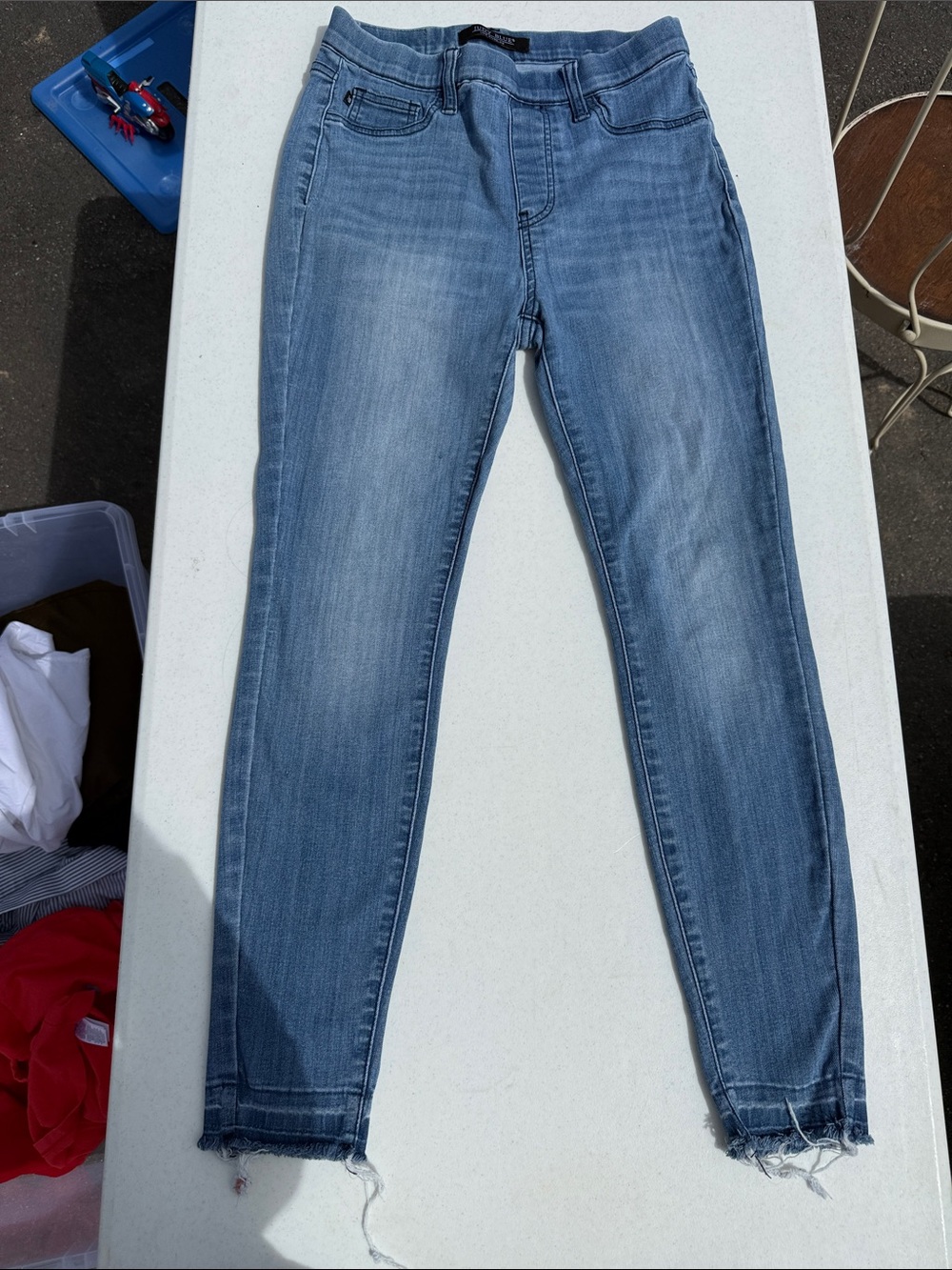 Judy Blue Light Blue Skinny Jeans with Frayed Hem